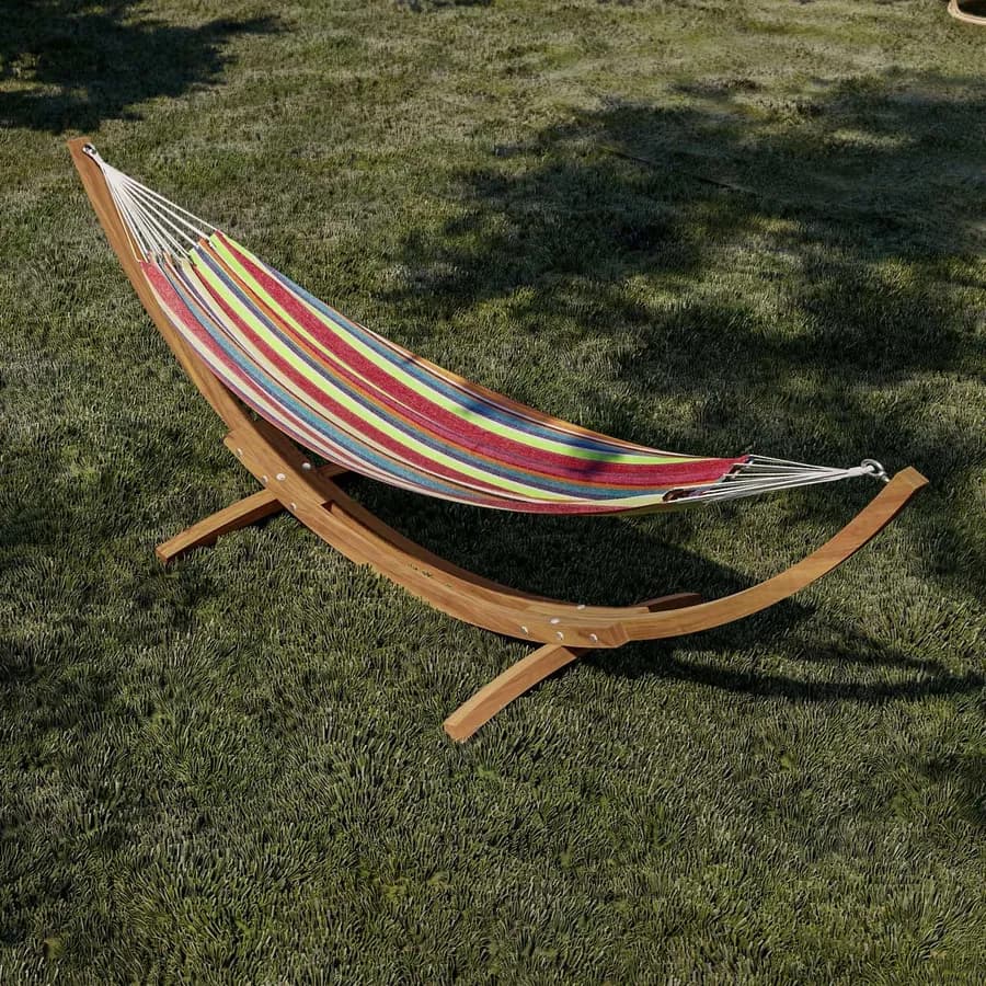 Amaca da giardino 150x200 cm in policotone a righe verde lime con sacca