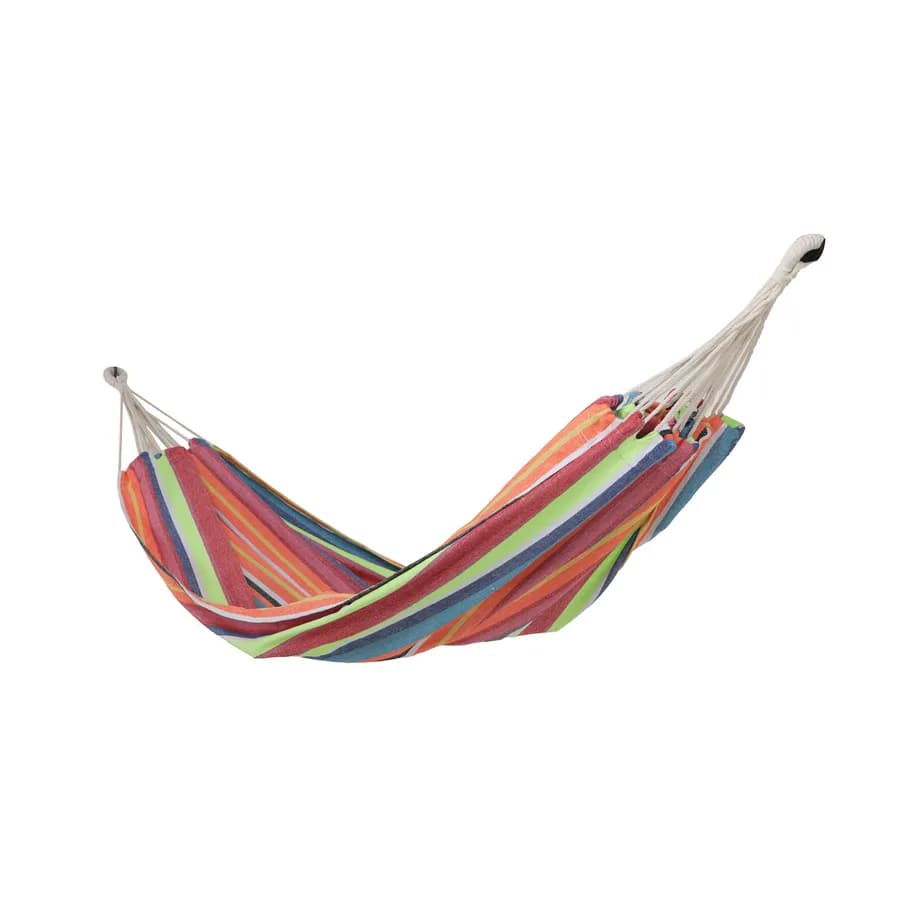 Amaca da giardino 150x200 cm in policotone a righe verde lime con sacca