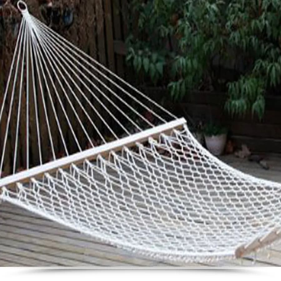 Amaca da giardino 80x200 cm a rete bianca con stecche in legno