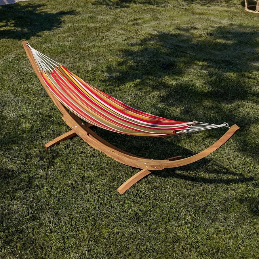 Amaca da giardino100x200 cm in policotone a righe multicolor con sacca