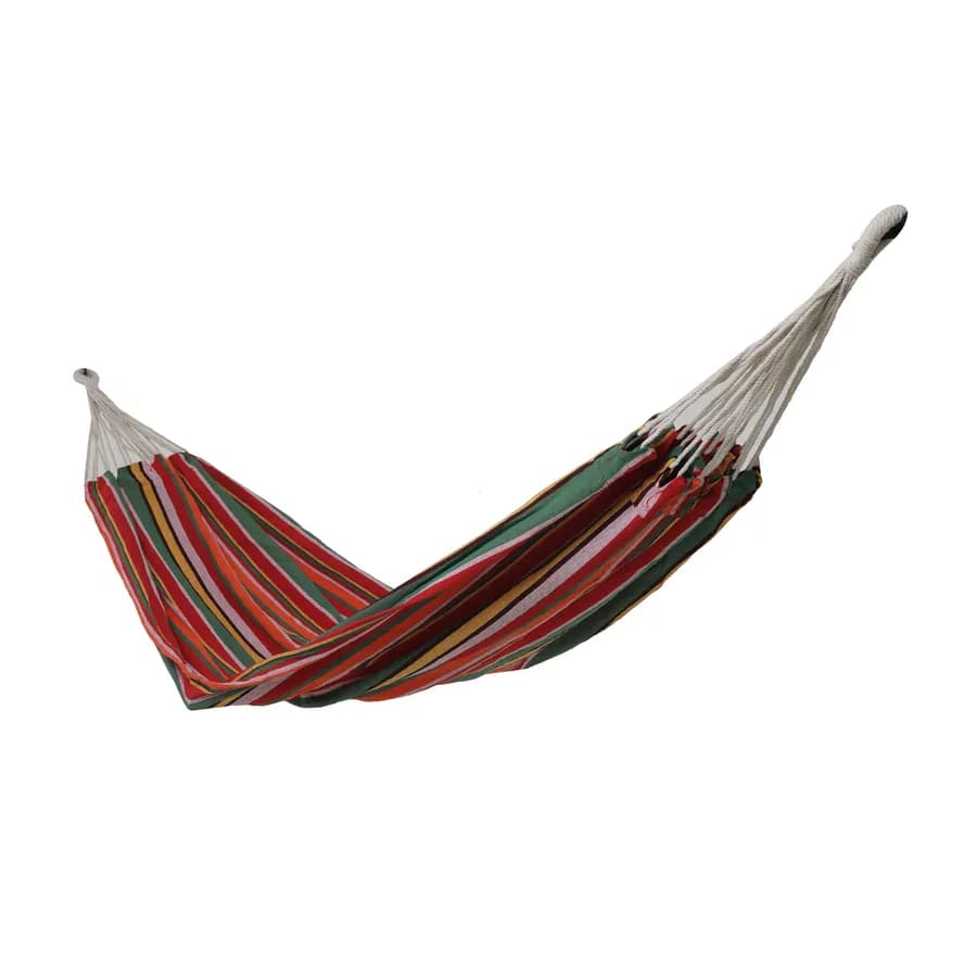 Amaca da giardino100x200 cm in policotone a righe multicolor con sacca