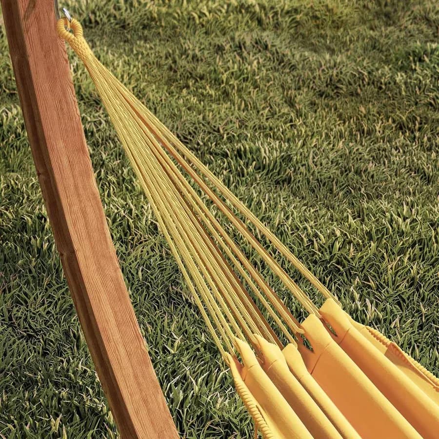 Amaca in polycotone giallo con frange - Trespolo
