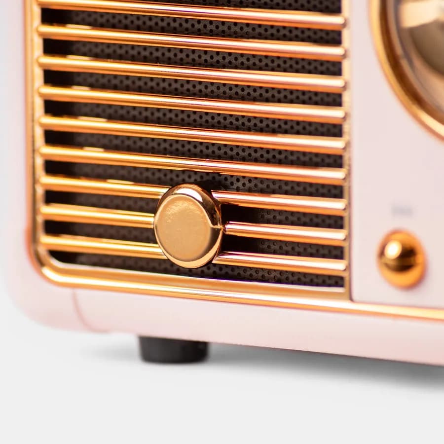Altoparlante bluetooth 5x12 cm portatile ricaricabile rosa a forma di radio vintage - Betty