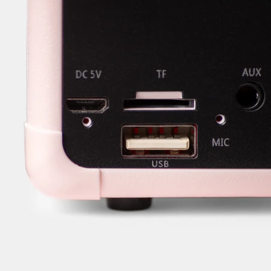 Altoparlante bluetooth 5x12 cm portatile ricaricabile rosa a forma di radio vintage - Betty