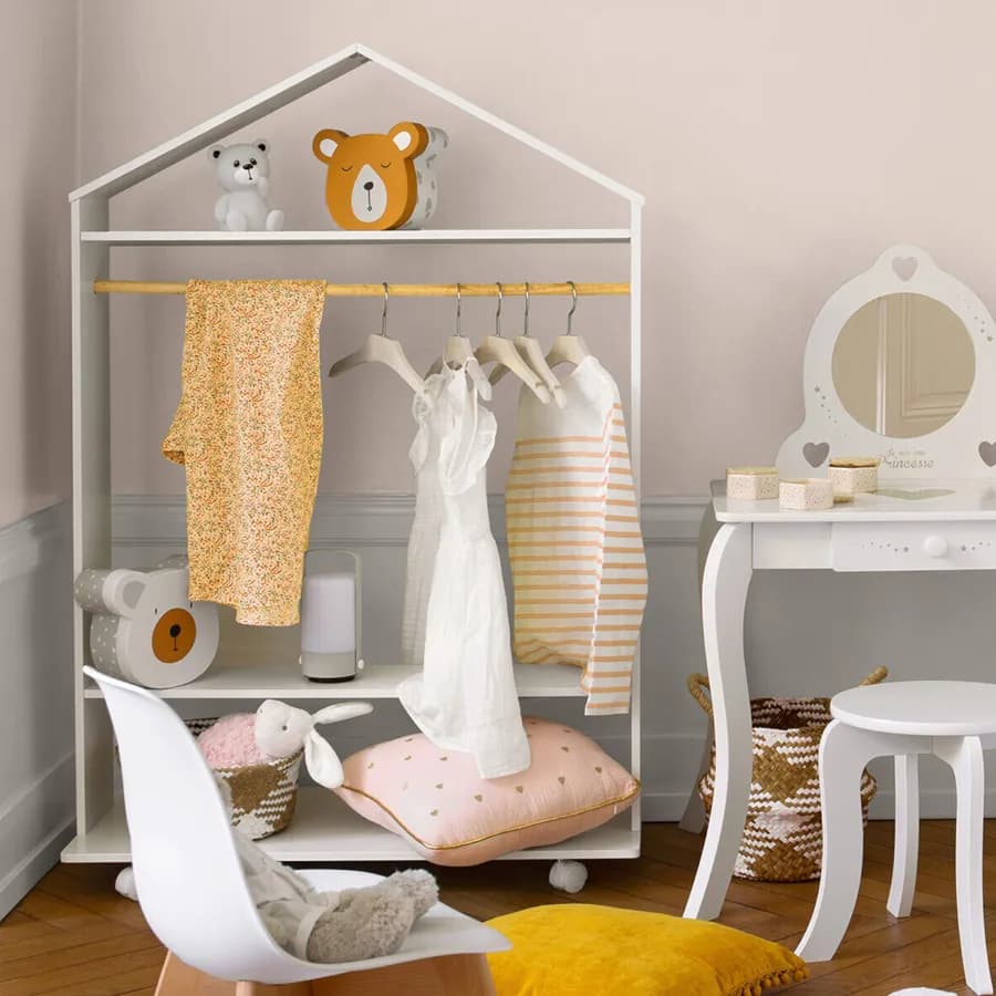 Appendiabiti a casetta per bambini 78x126h cm in legno bianco - Homie