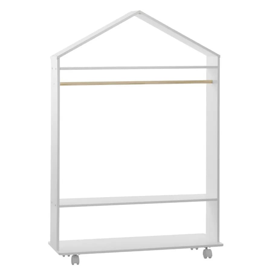 Appendiabiti a casetta per bambini 78x126h cm in legno bianco - Homie