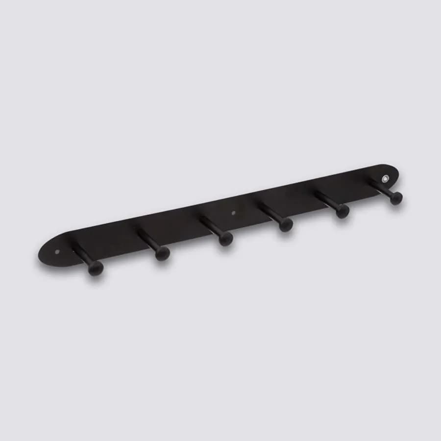 Appendiabiti a muro con 6 ganci in metallo nero