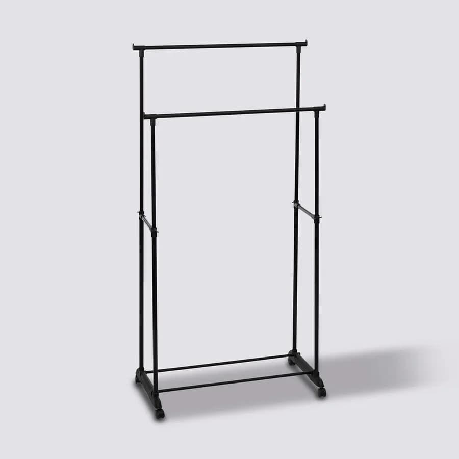 Appendiabiti allungabile doppio con ruote 160h cm in metallo nero