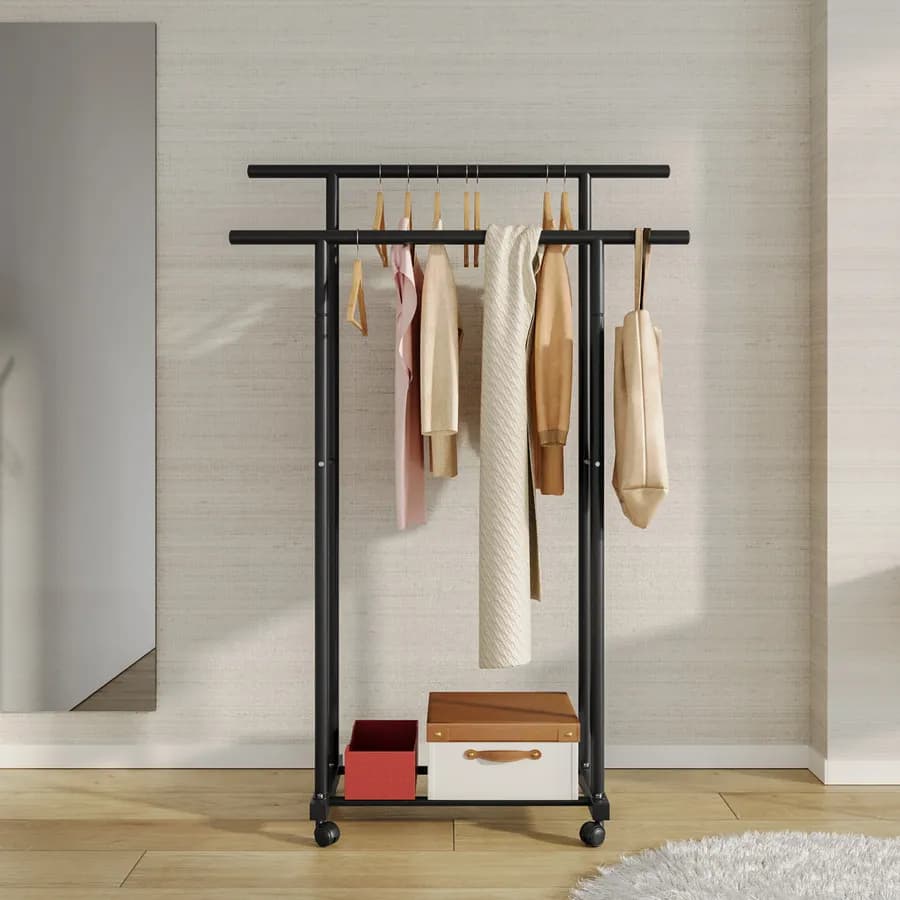 Appendiabiti doppio 100x152h cm in metallo nero - Inbil