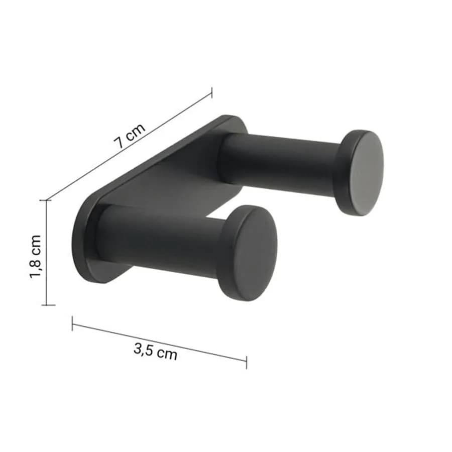 Appendiabiti doppio in ottone e cromall nero opaco - Canarie di Gedy