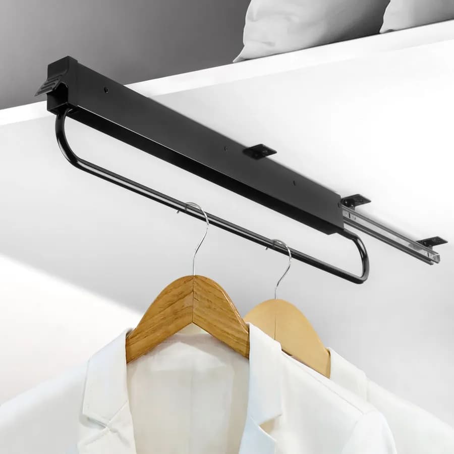 Appendiabiti estraibile 80 cm in acciaio verniciato nero - Sektor