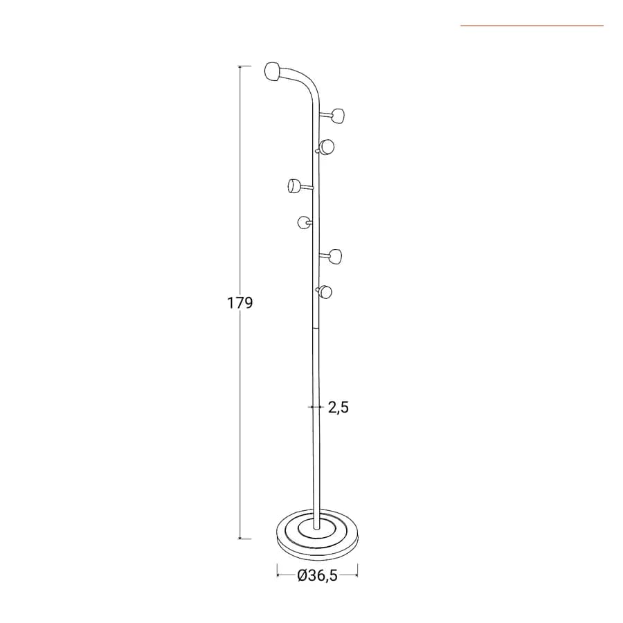 Appendiabiti in metallo bianco con 6 ganci in legno naturale - Greba