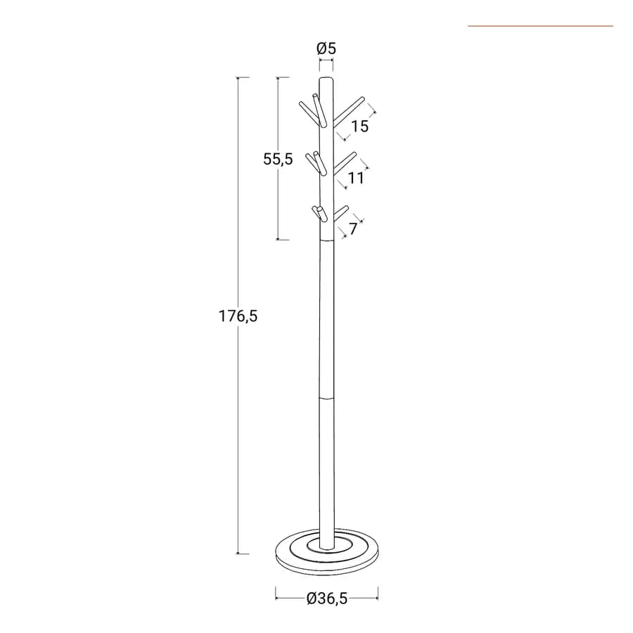 Appendiabiti in metallo bianco con 9 ganci in legno - Teda