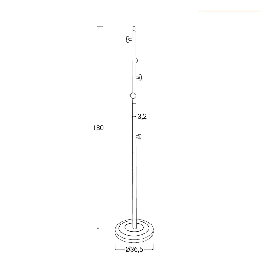 Appendiabiti in metallo grigio con base in marmo e 8 ganci in legno naturale - Risbe