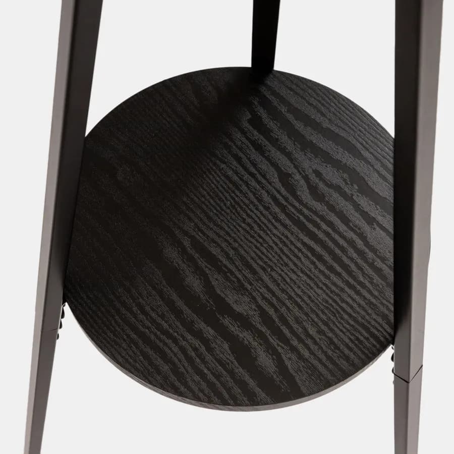 Appendiabiti in metallo nero con 9 ganci e ripiano in legno - South