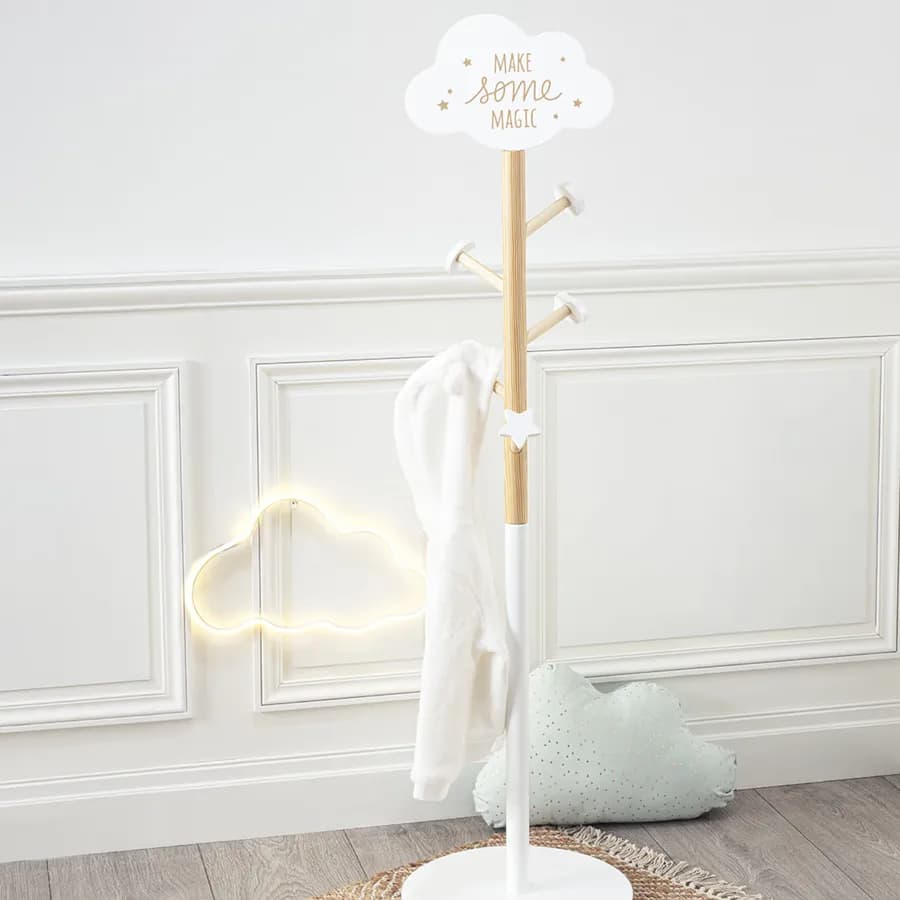 Appendiabiti nuvola per bambini D35x135 cm in legno bianco - Nuvy