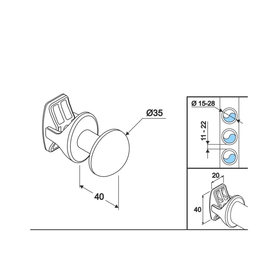 Appendino in abs cromato per radiatori o scaldasalviette 4 cm in foglia