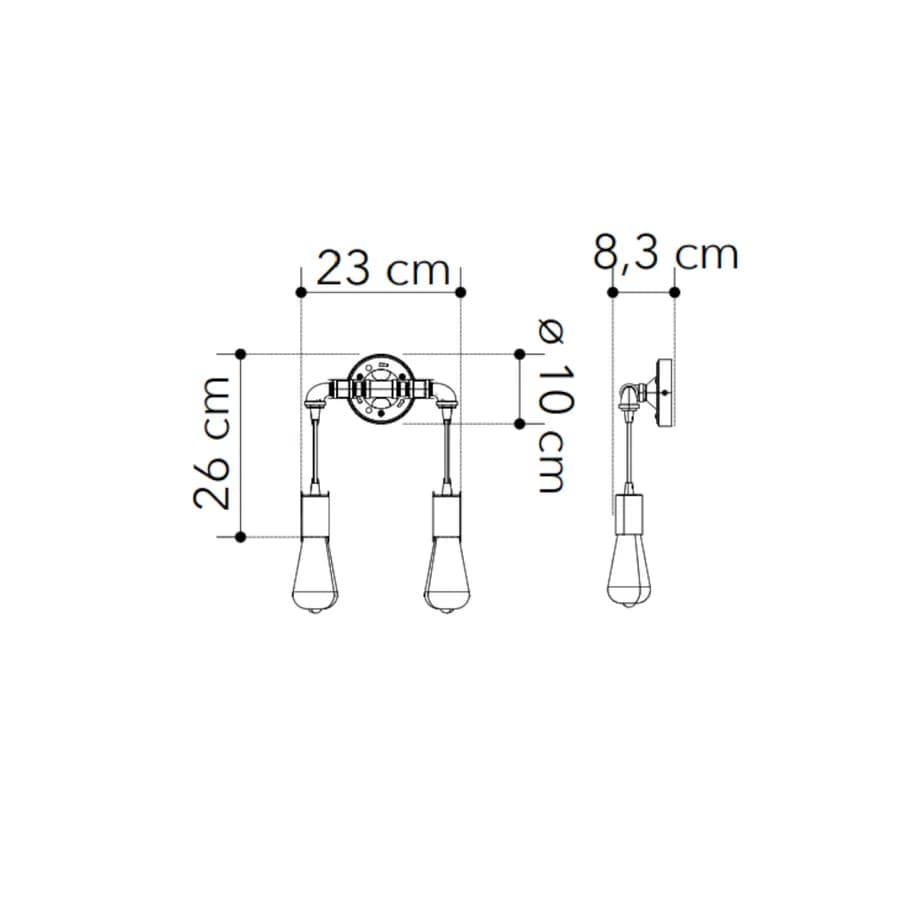 Applique stile industrial 26h cm in metallo effetto ruggine