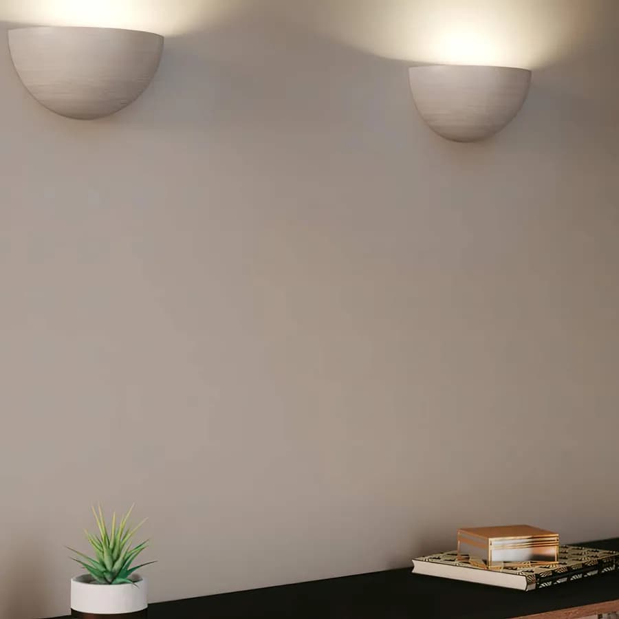 Applique 25x12,5h cm in gesso con finitura rovere sbiancato