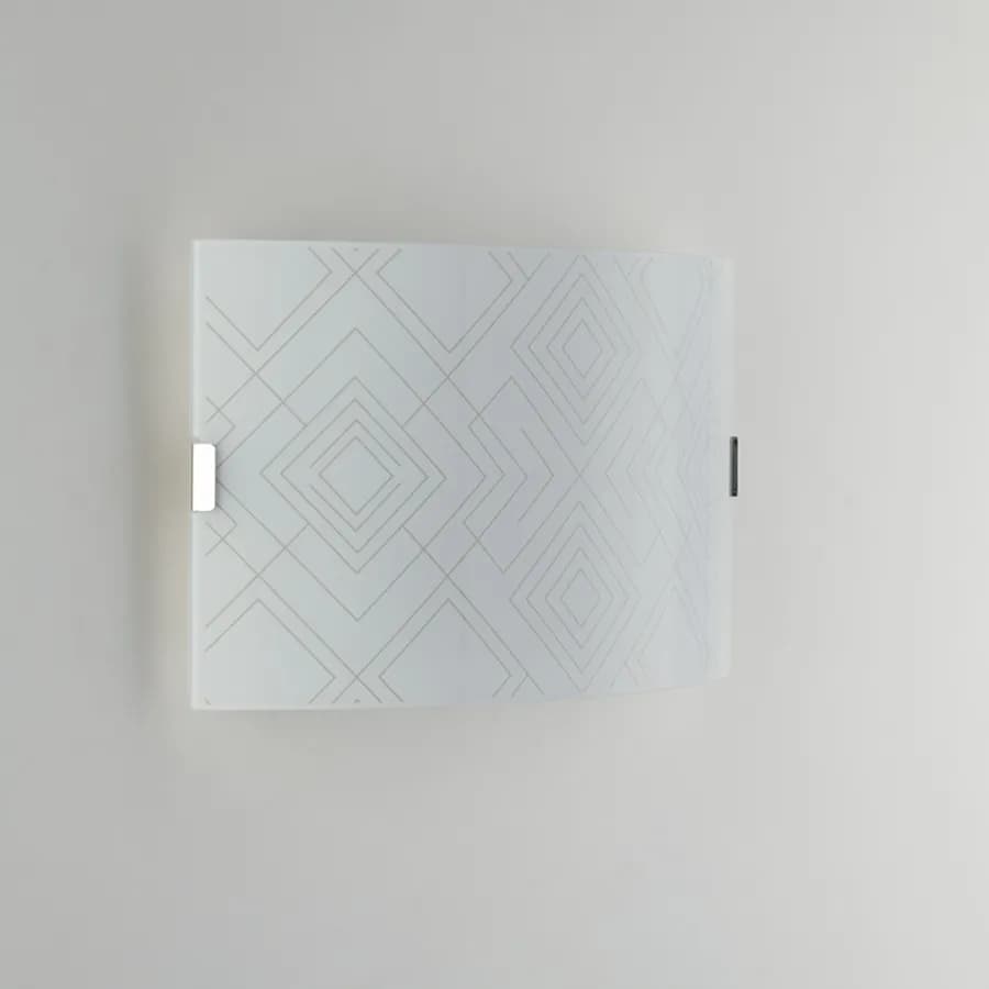 Applique 35x20 cm in vetro bianco e decoro graniglia
