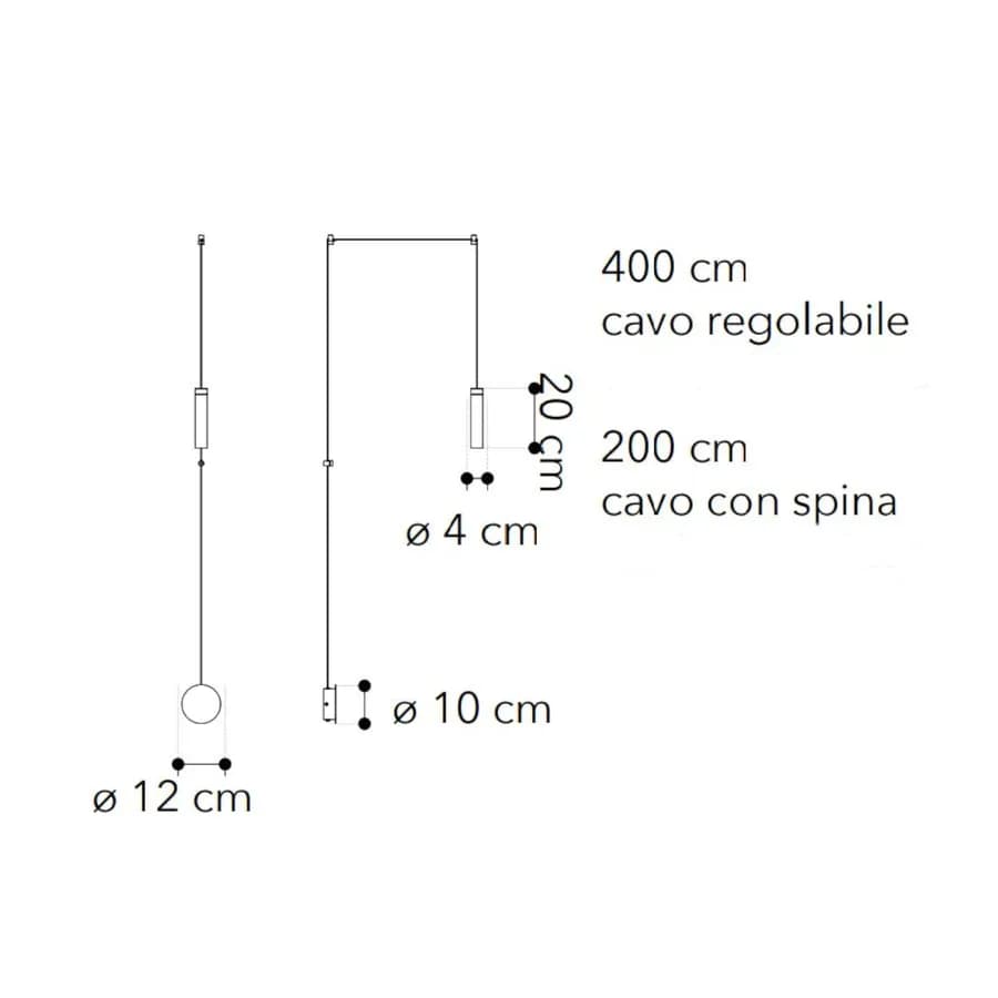 Applique 400 cm con cavo regolabile in alluminio color bronzo