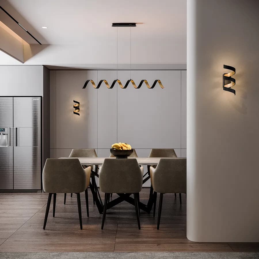 Applique a luce calda 26 cm in alluminio nero goffrato e interno oro