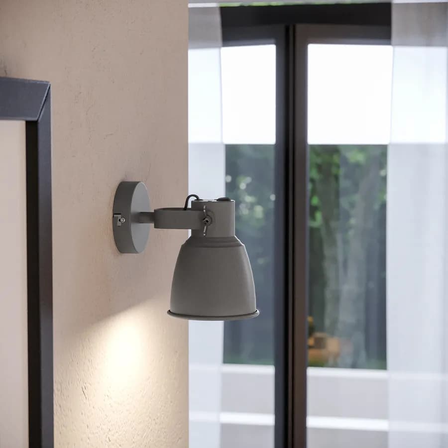 Applique da interno 12x22 cm in metallo grigio