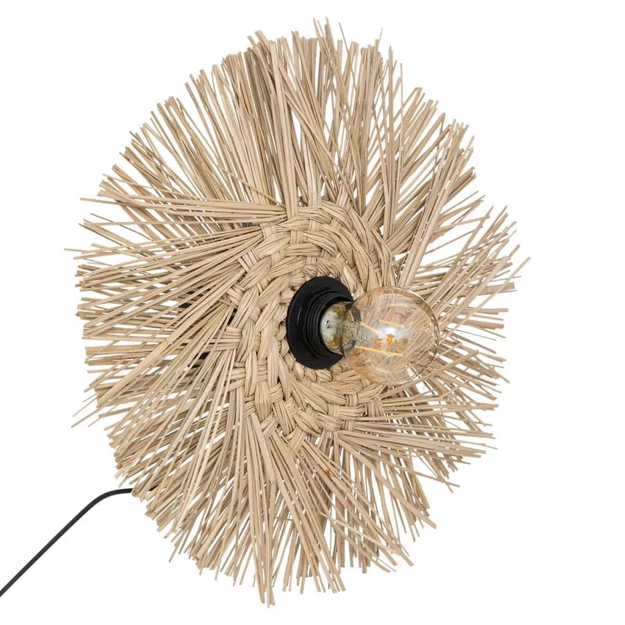 Applique da parete rotonda 34 cm intrecciata in paglia naturale