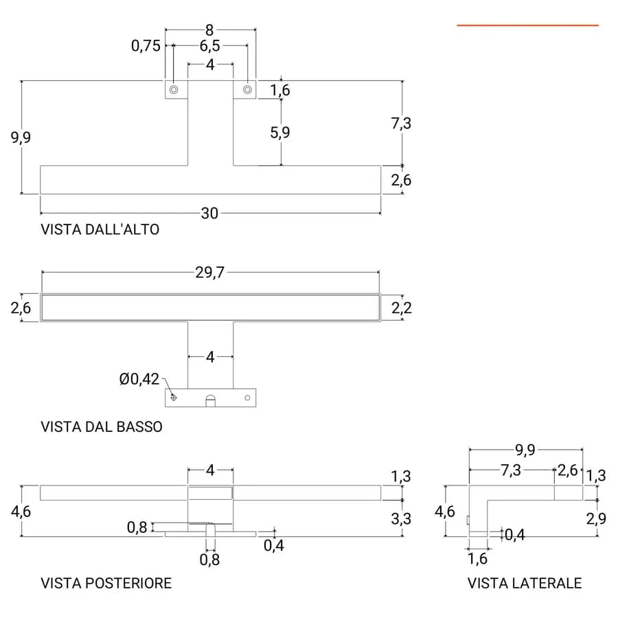 Applique LED 30 cm in abs nero opaco luce naturale - Mark