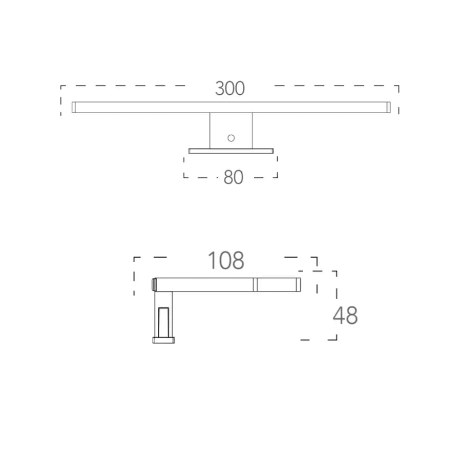 Applique led 30x4,8 cm in alluminio cromo