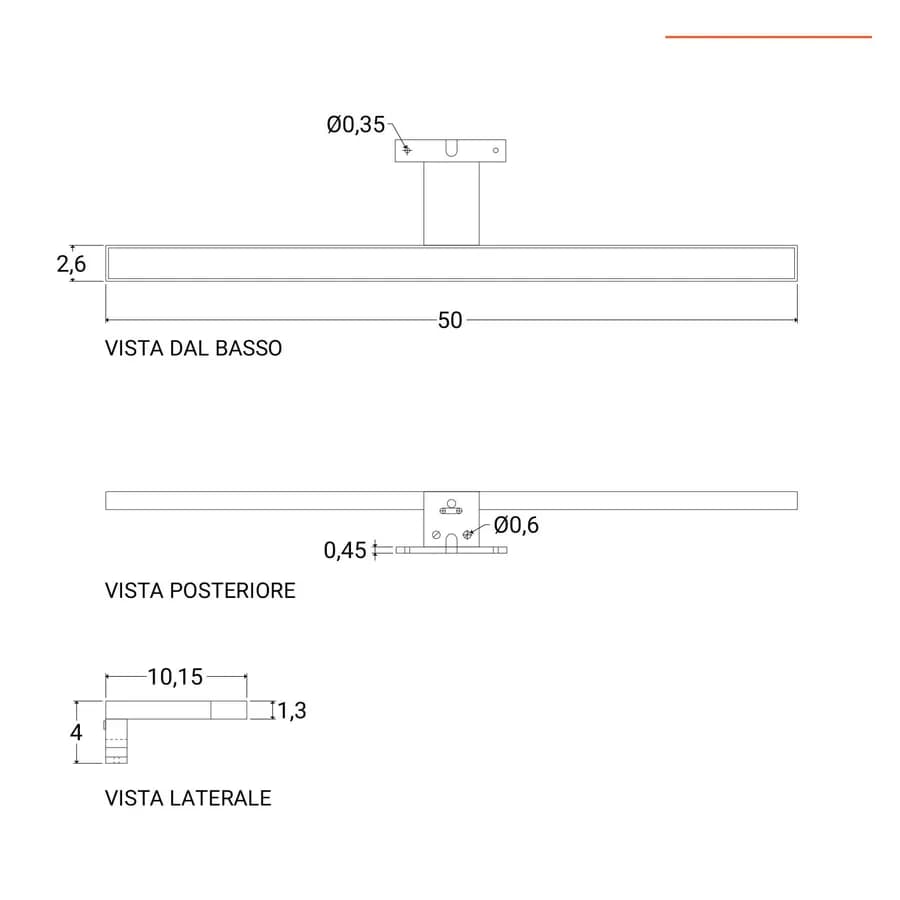Applique LED 50 cm in ABS nero opaco luce naturale - Mark