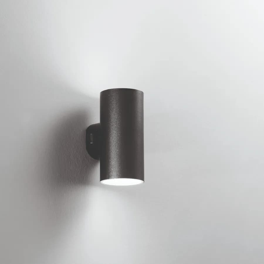 Applique LED rotonda 7,8 cm in policarbonato nero con doppia emissione