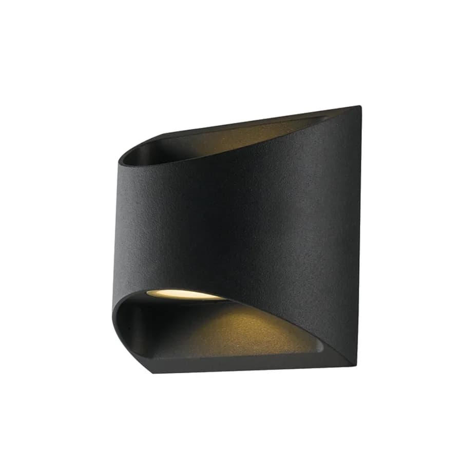 Applique LED biemissione da esterno 12,3x13 cm in alluminio goffrato nero