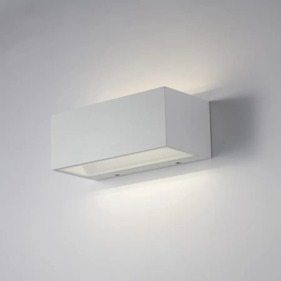 Applique LED biemissione da esterno 22x10 cm in alluminio bianco