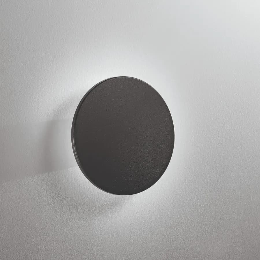 Applique LED da esterno rotonda 25 cm in policarbonato nero