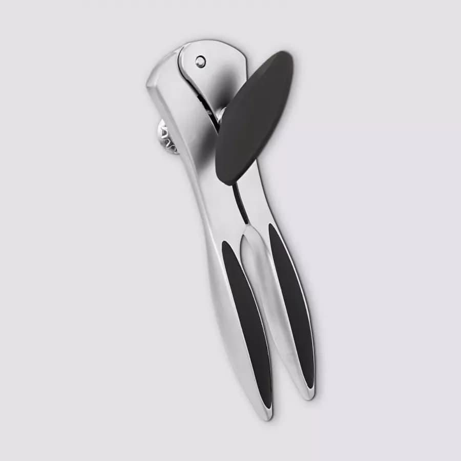Apriscatole in zinco cromo con rivestimento antiscivolo nero