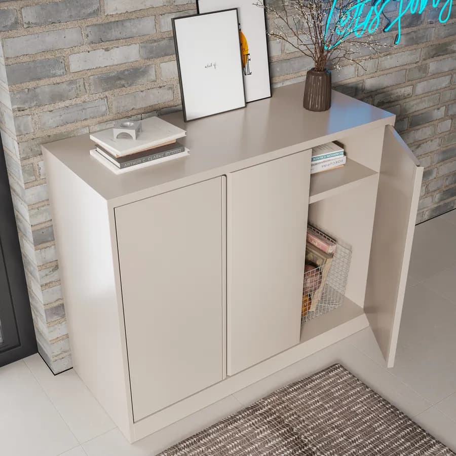 Armadietto 120x100h cm in acciaio verniciato crema con 3 ante - Latino
