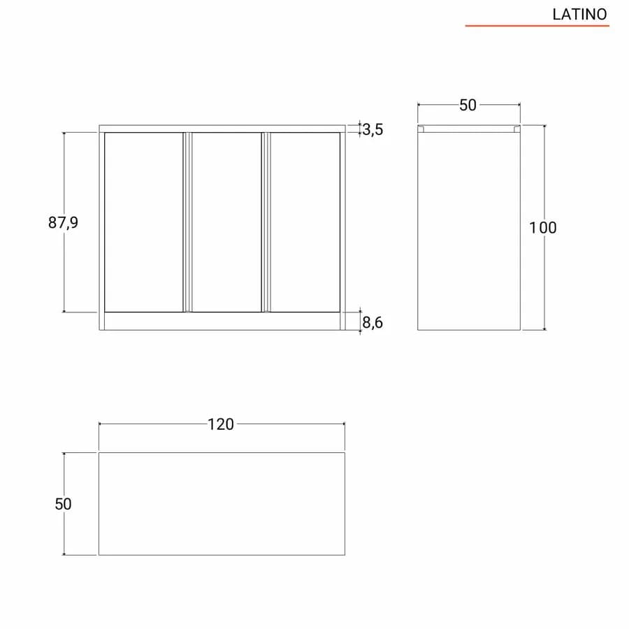 Armadietto 120x100h cm in acciaio verniciato crema con 3 ante - Latino