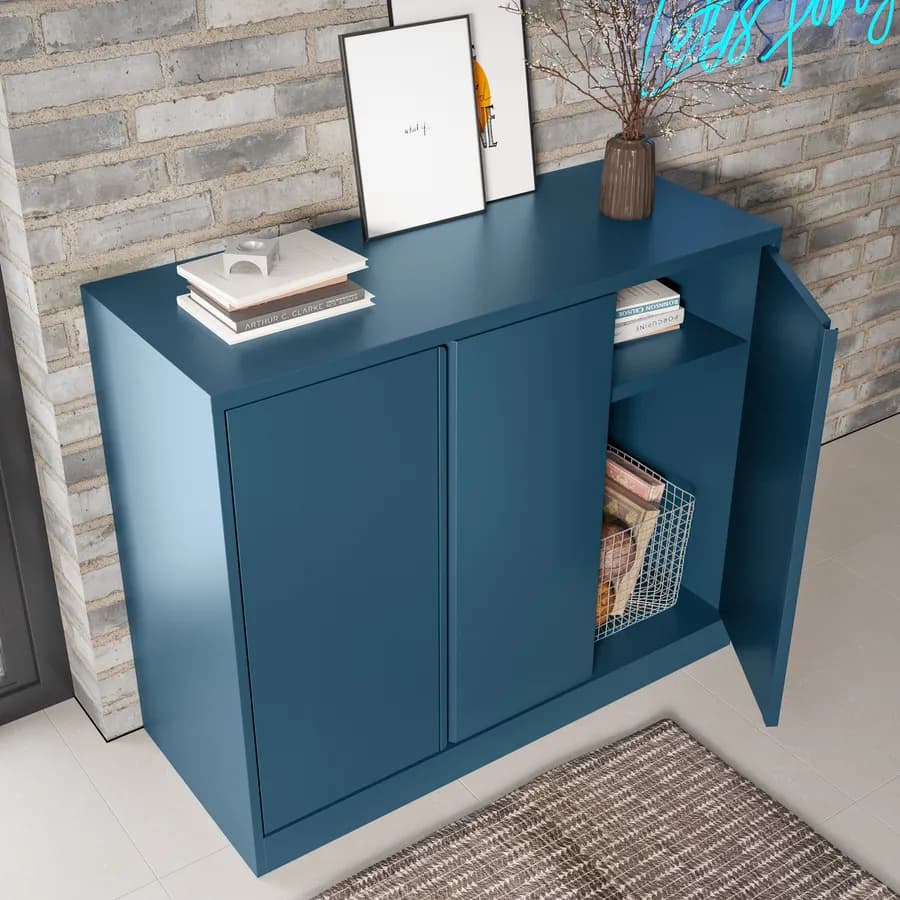 Armadietto 120x100h cm in acciaio verniciato blu petrolio con 3 ante - Latino