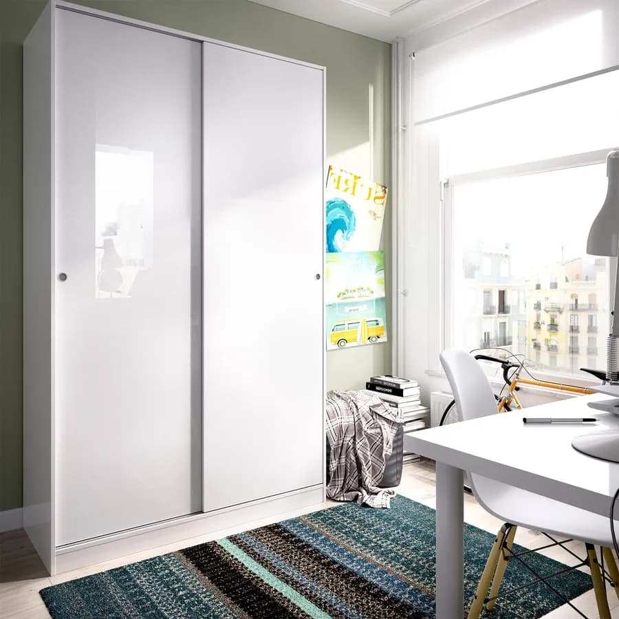 Armadio 120x204 h cm in legno bianco laccato - Cosby