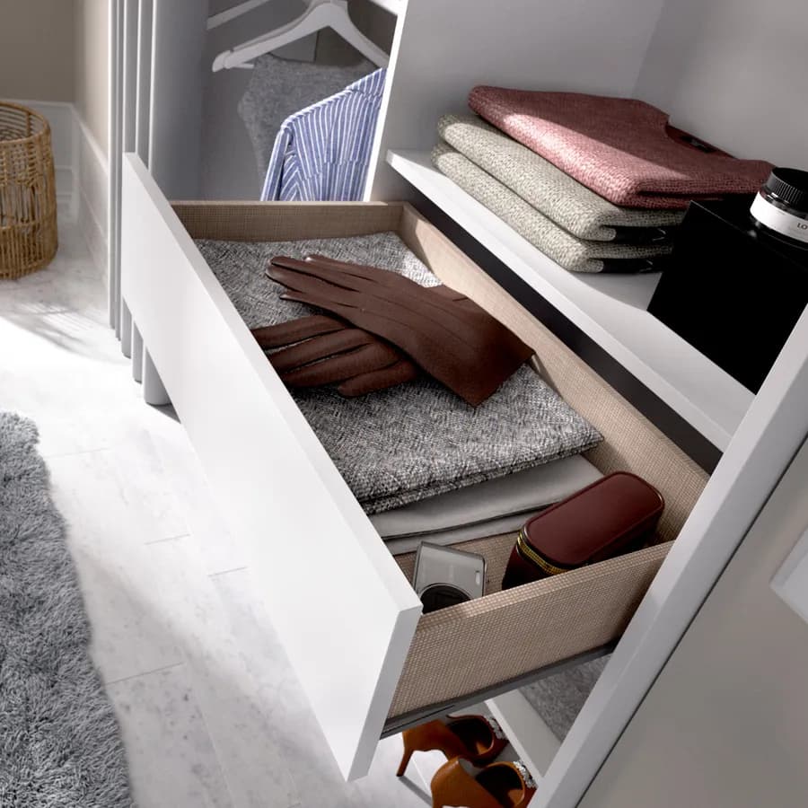 Armadio regolabile 160-110x205 h cm in legno bianco con tenda - Bernac