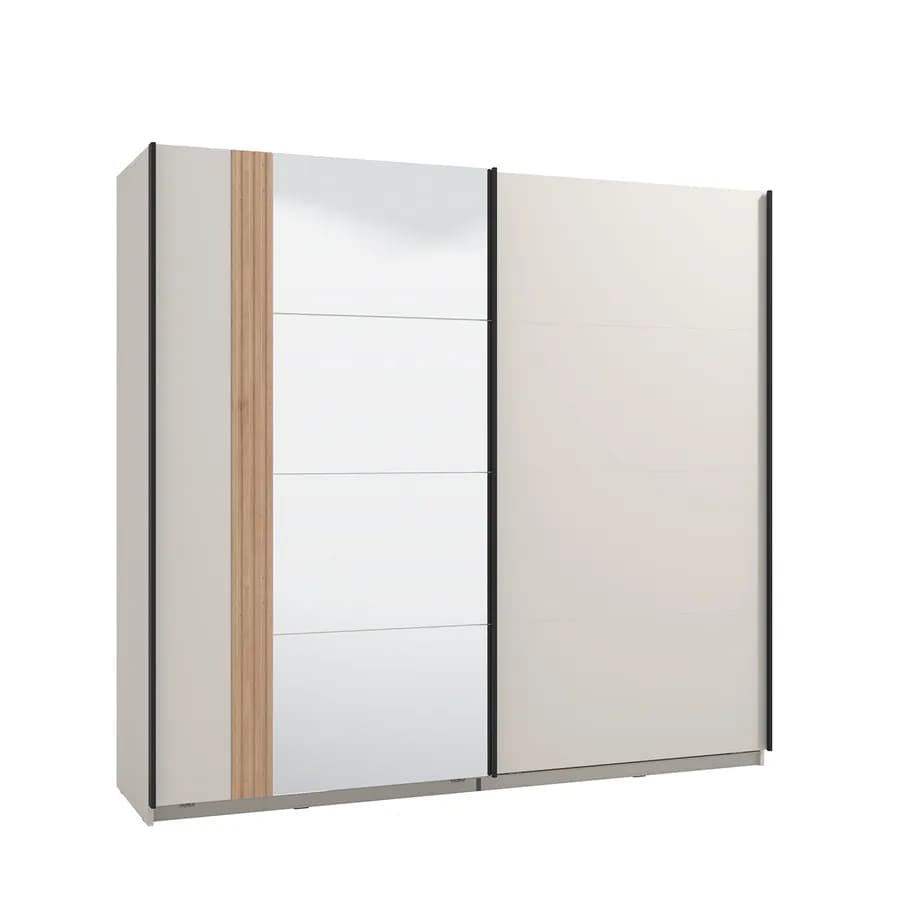 Armadio 220x205h cm cashmere e rovere savana con 2 ante e specchio - Farlene