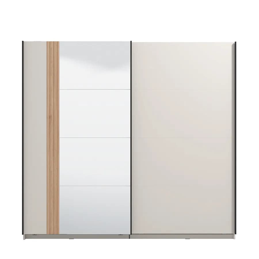 Armadio 220x205h cm cashmere e rovere savana con 2 ante e specchio - Farlene