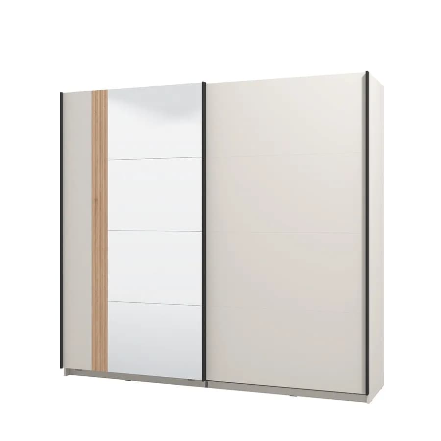Armadio 220x205h cm cashmere e rovere savana con 2 ante e specchio - Farlene