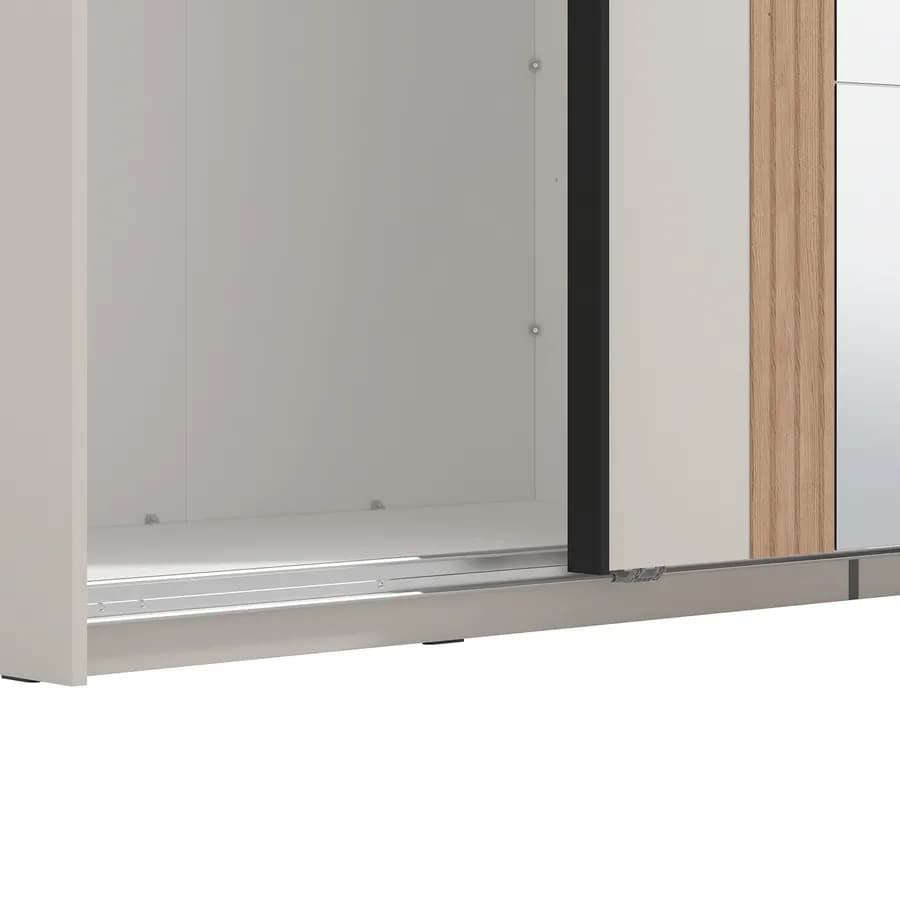 Armadio 220x205h cm cashmere e rovere savana con 2 ante e specchio - Farlene