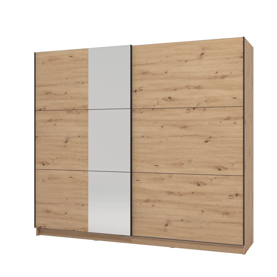 Armadio 237x210h cm con specchio e 2 ante scorrevoli rovere savana - Rufus
