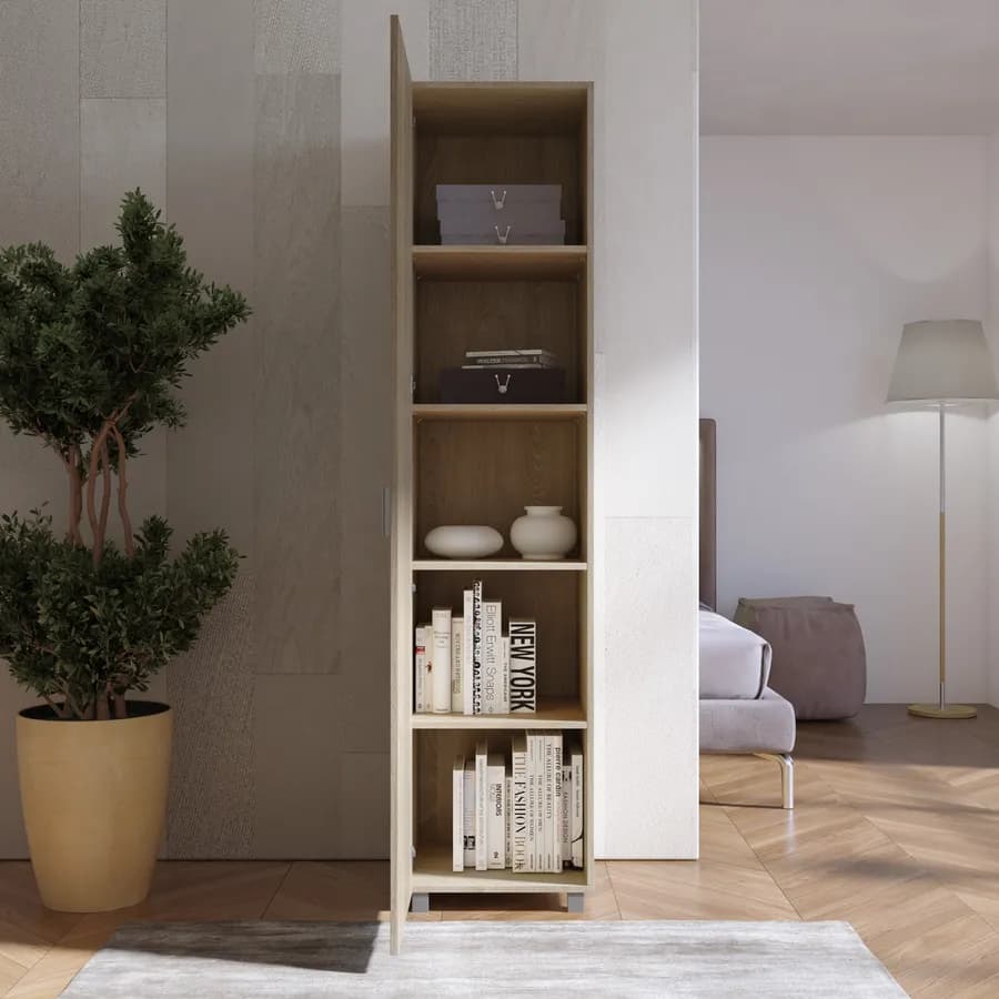 Armadio 45x195h cm con 1 anta e 4 ripiani effetto rovere - Iceberg