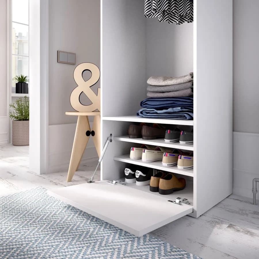 Armadio 60x205h cm bianco ed effetto rovere naturale con scarpiera - Bernac