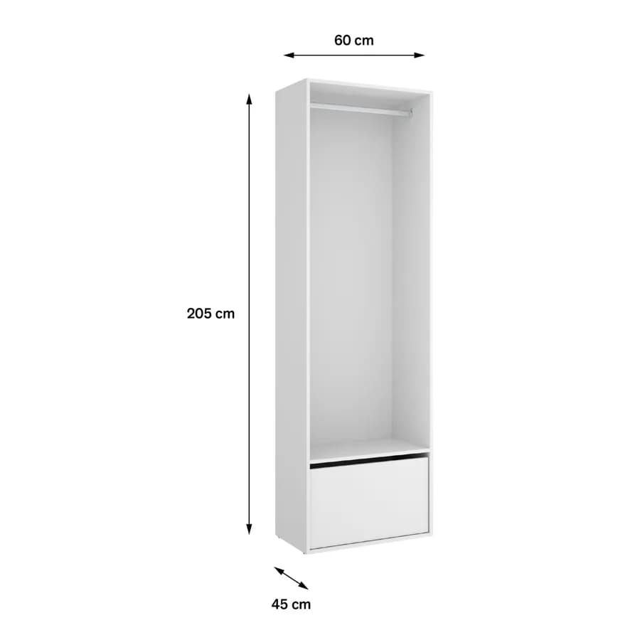 Armadio 60x205h cm bianco ed effetto rovere naturale con scarpiera - Bernac
