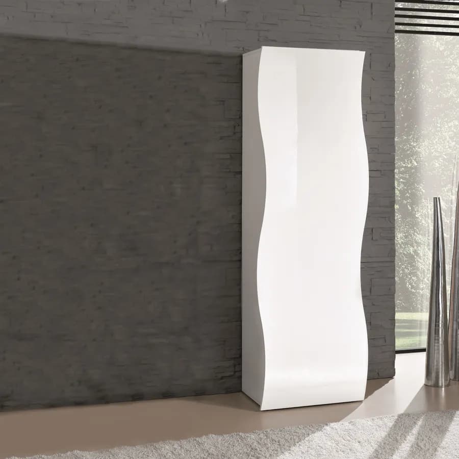 Armadio 63x187h cm ad un'anta in legno bianco lucido - Moss